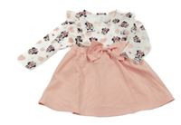 Bielo-svetloružové šaty s Minnie a mašlou