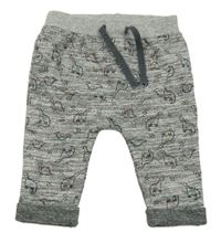 Tmavosivé melírované tepláky s dinosaurami Primark