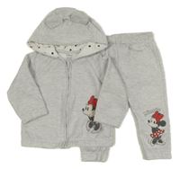 2 set - sivá melírovaná prepínaci mikina s Minnie a kapucí + tepláky Primark