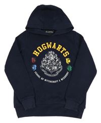 Tmavomodrá mikina s potlačou a kapucí - Harry Potter