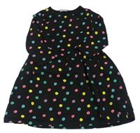 Černé puntíkaté bavlněné šaty Matalan