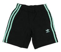 Čierno-tyrkysové teplákové kraťasy s logom Adidas