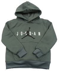 Šedozelená mikina s logem a kapucí Jordan Air