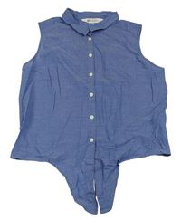 Svetlomodrý blúzková ý crop top s vázáním H&M
