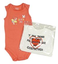 2set - Korálové body s dívkou + biely podbradník s nápisom a srdcem