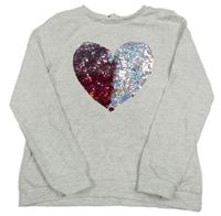 Svetlosivá melírovaná mikina so srdíčkem z flitrů H&M