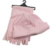 Nové - 2set - Růžová fleecová čepice + růžová fleecová šála 