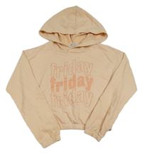 Marhuľová crop mikina s nápismi a kapucňou H&M