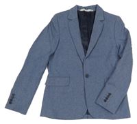Šedomodré ľanové spoločenské sako H&M