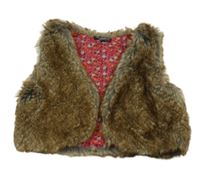 Hnedá kožušinová podšitá vesta