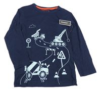 Nové - tmavomodré tričko s bagrami Bluezoo