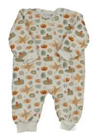 Biely zateplený overal s listami a diny