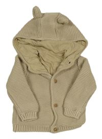 Béžový propínací podšitý svetr s kapucí M&S