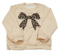 Vanilková mikina s mašlou Shein