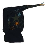 Tmavomodro-barevná pletená kukla s hvězdami Topomini