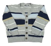 Sivo-modro-biely pruhovaný prepínaci sveter