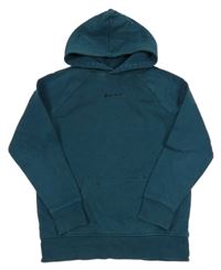 Tmavomodrozelená mikina s nápisem a kapucí George