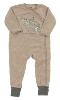 Světlerůžový sametový puntíkatý overal s Bambim a Dupíkem C&A