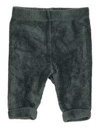 Šedozelené sametové žebrované tepláky 