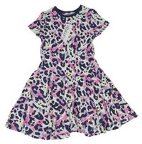 Nové - Bílo-tmavomodro-barevné šaty s leopardím vzorem George