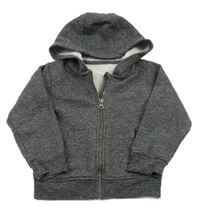 Šedá melírovaná propínací zateplená mikina s kapucí Primark