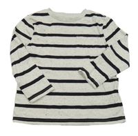 Sivo-čierne melírované pruhované tričko F&F