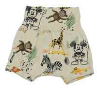 Béžové kraťasy so zvieratkami a Mickeym