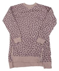 Ružovo-fialová šatová mikina s leopardím vzorom M&Co.
