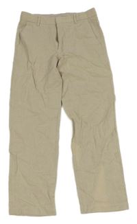 Béžové chino ľanové slim fit nohavice H&M
