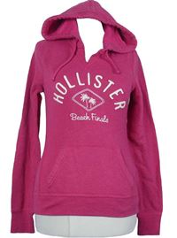 Dámská tmavorůžová mikina s logem a kapucí Hollister 