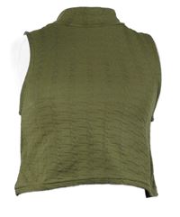 Dámsky khaki vzorovaný crop top Boohoo