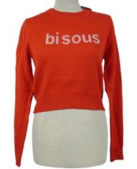 Nové - Dámský červený crop svetr s nápisem Primark 