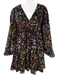 Dámské černo-bronzové flitrové společenské minišaty Boohoo 