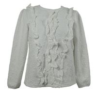 Dámská bílá vzorovaná mikina s volánky Savida 