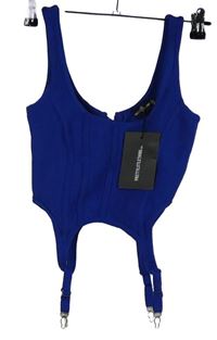 Nové - Dámsky zafírový pletený crop top PrettyLittle Thing