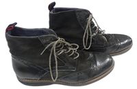 Pánske čierno-hnedé členkové é šněrovací topánky Nicola Benson vel. 43