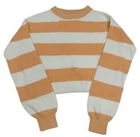 Oranžovo-biely pruhovaný crop sveter H&M