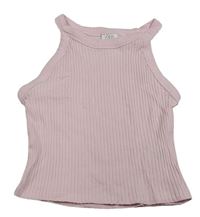 Svetloružový rebrovaný crop top Zara