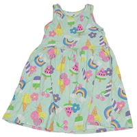 Svetlomodré bavlnené šaty s obrázkami H&M