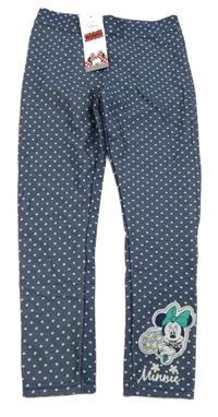 Nové - Tmavomodré puntíkaté legíny s Minnie Disney