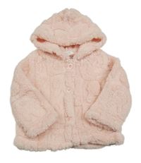 Svetloružová chlpatá prepínaci mikina s kapucňou