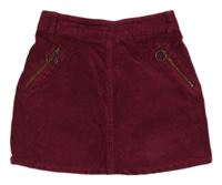 Vínová menšestrová sukňa so zipy Nutmeg