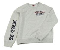 Bielo-sivá melírovaná mikina s nápisom S. Oliver