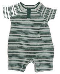 Zeleno-biely pruhovaný kraťasový overal M&Co.