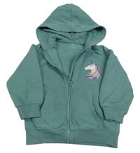 Mentolová propínací mikkina s jednorožcom a kapucňou M&S