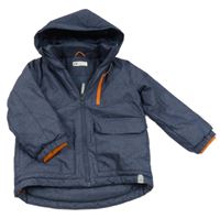 Tmavomodrá melírovaná šusťáková zimní bunda s kapucí H&M