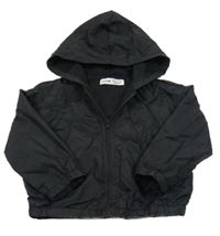 Čierna šušťáková jarná bunda s kapucňou Shein