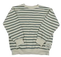 Bílo-khaki pruhovaná mikina Zara