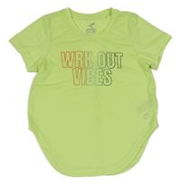 Neónově zelené tričko s nápisom