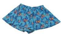 Modré sukňové kraťasy s listami a papoušky Next